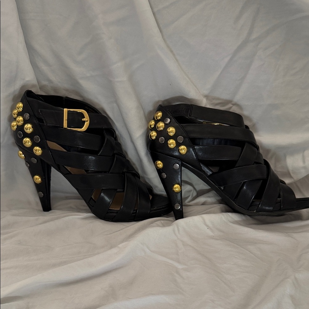 Colin Stuart Black Heels with Gold Studs